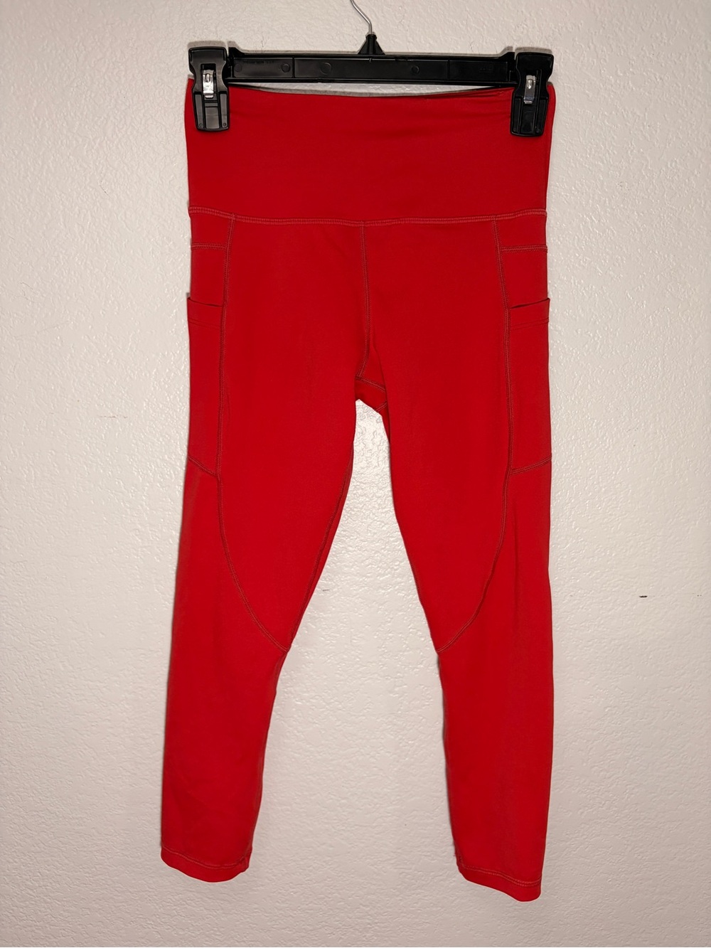 Zyia Active High-Waist Red Performance Leggings with Pockets
